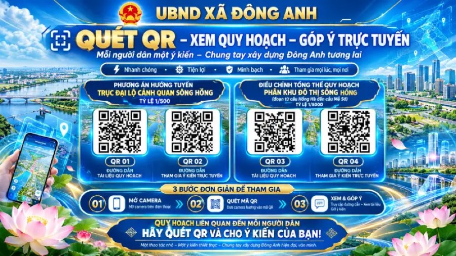 Thông tin hướng dẫn lấy ý kiến trực tuyến của người dân liên quan các Dự án: Điều chỉnh tổng thể quy hoạch phân khu đô thị sông Hồng (đoạn từ cầu Hồng Hà đến cầu Mễ Sở), tỷ lệ 1/5.000 và Phương án hướng tuyến trục Đại lộ cảnh quan sông Hồng, tỷ lệ 1/500)